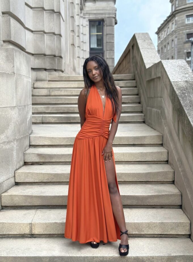 Vestido Drapeado Cintura Escote