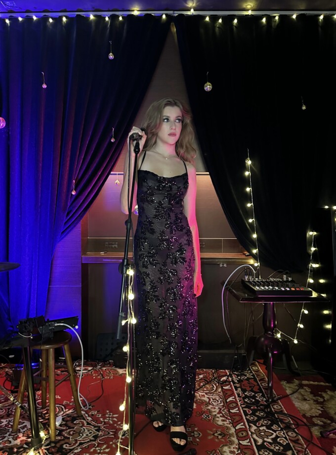 Vestido Lentejuelas Flores Largo