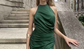 Vestido Seda Halter Drapeado