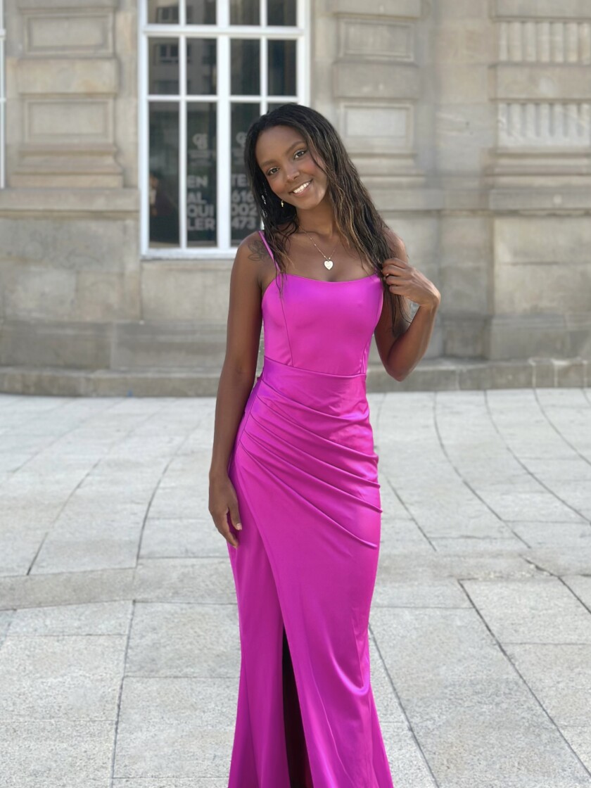 Vestido Seda Elástico Drapeado Espalda