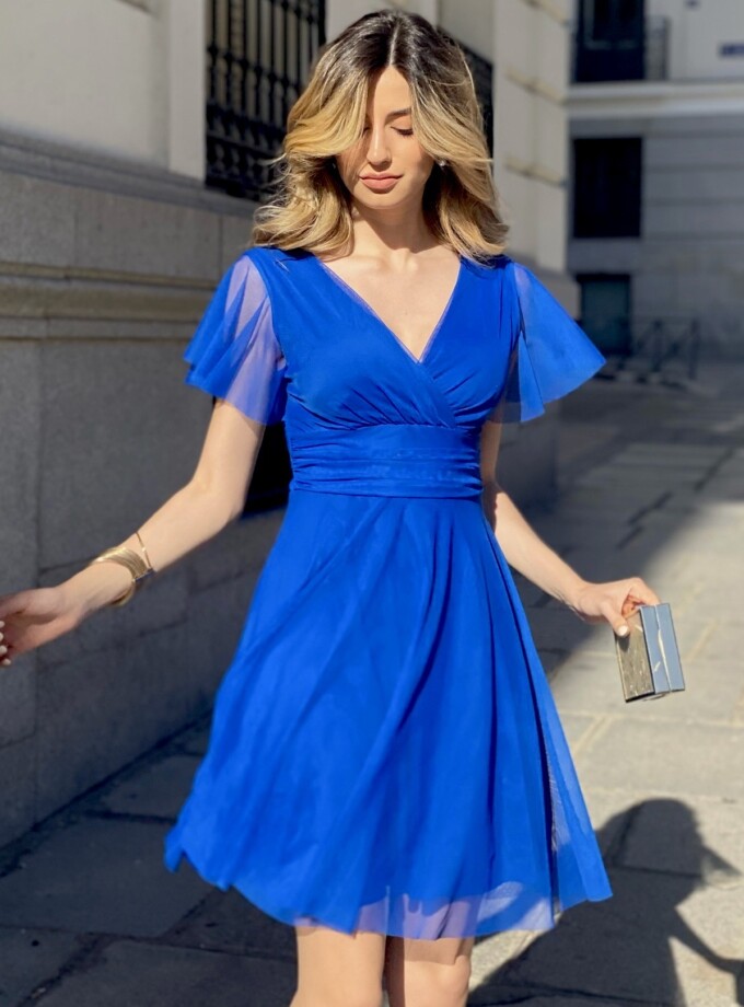 Vestido Tul Mangas Corto