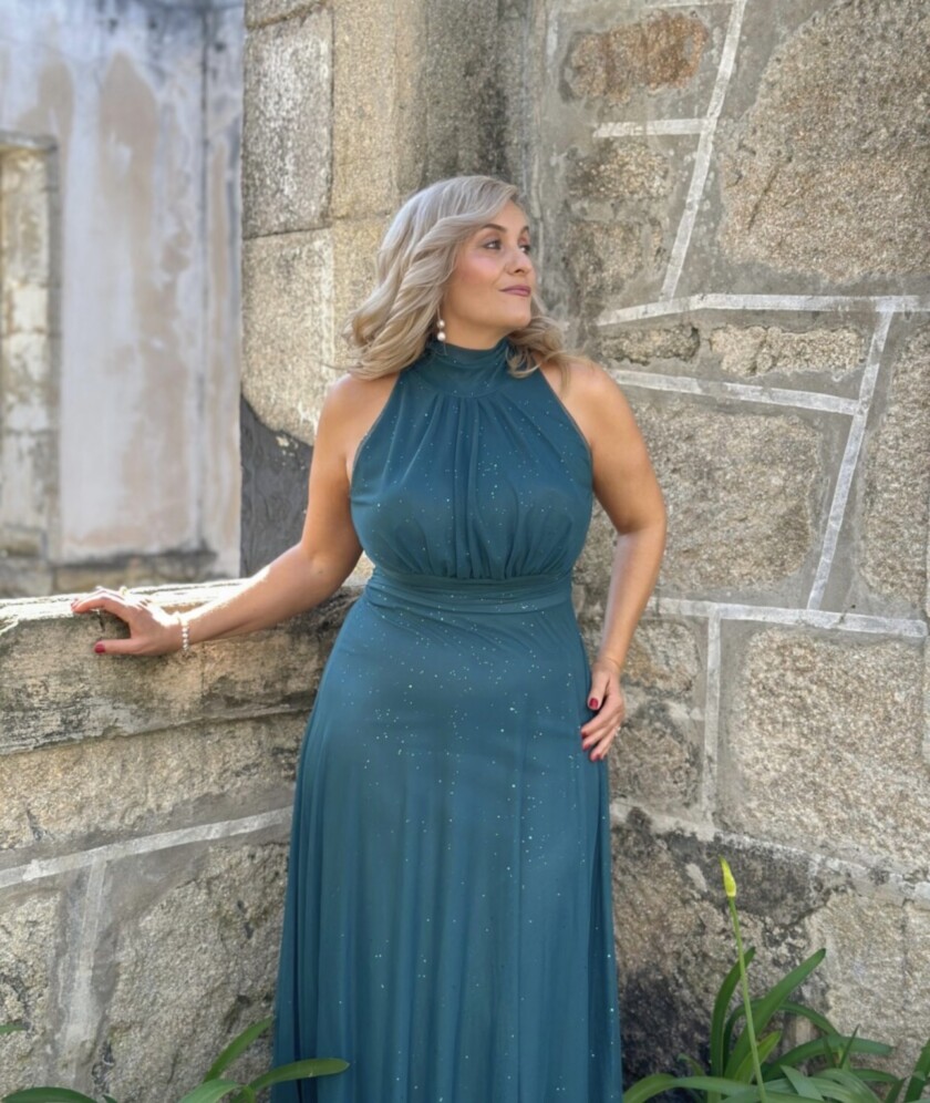Vestido Tul Halter Brillos