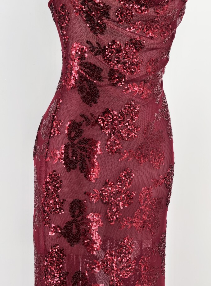 Vestido Lentejuelas Flores Largo