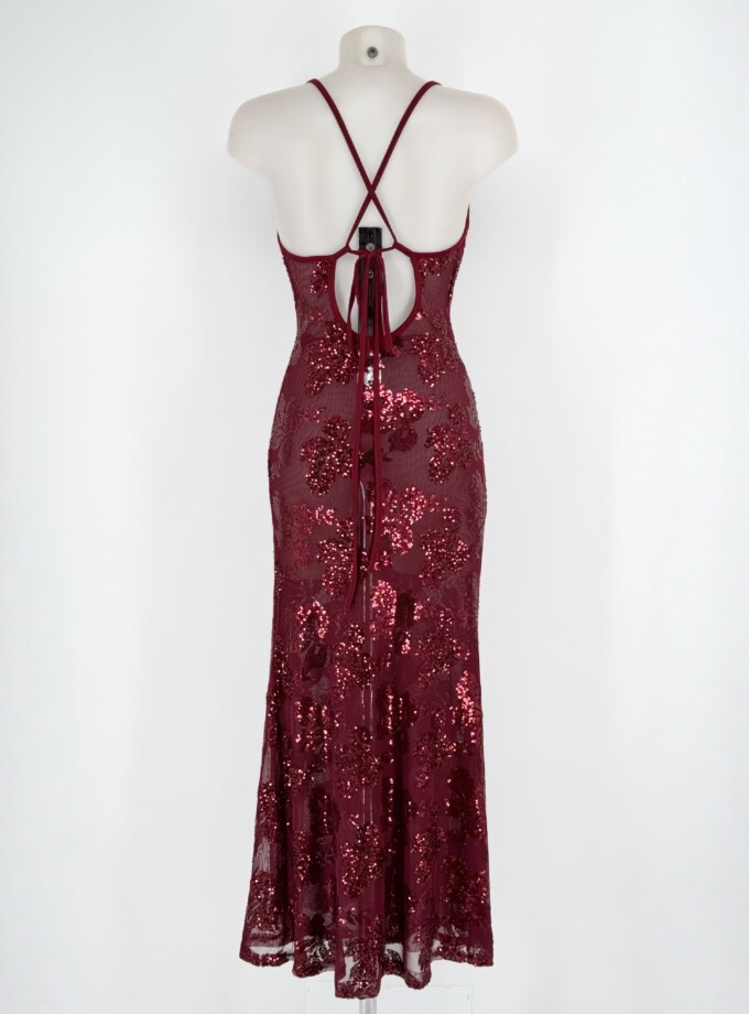 Vestido Lentejuelas Flores Largo