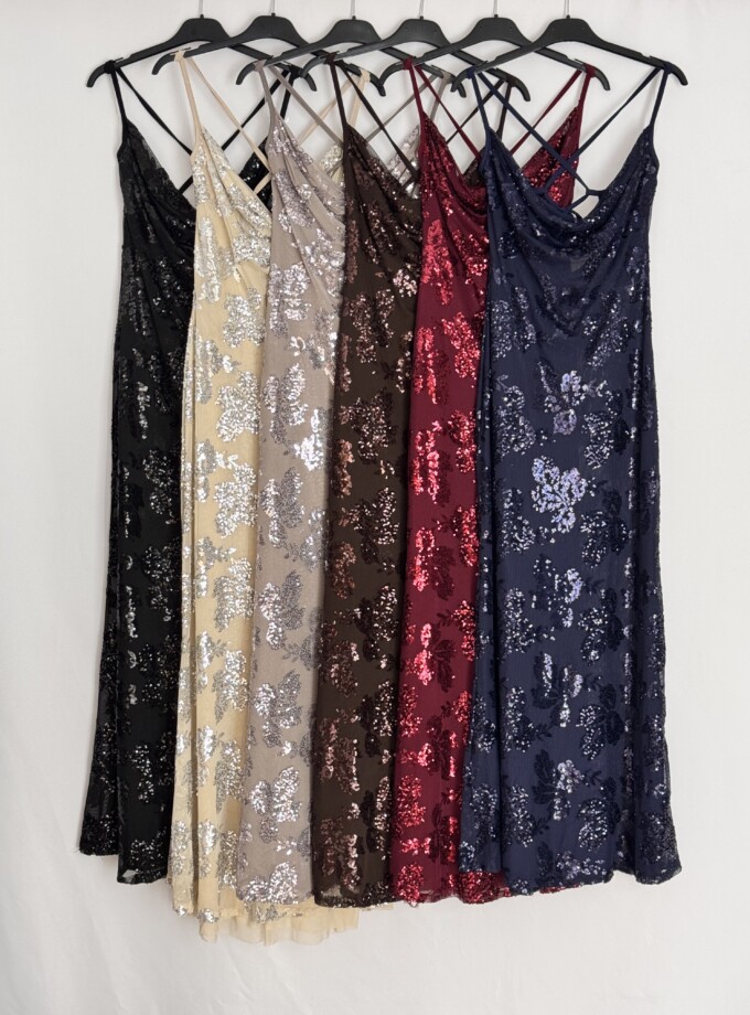 Vestido Lentejuelas Flores Largo