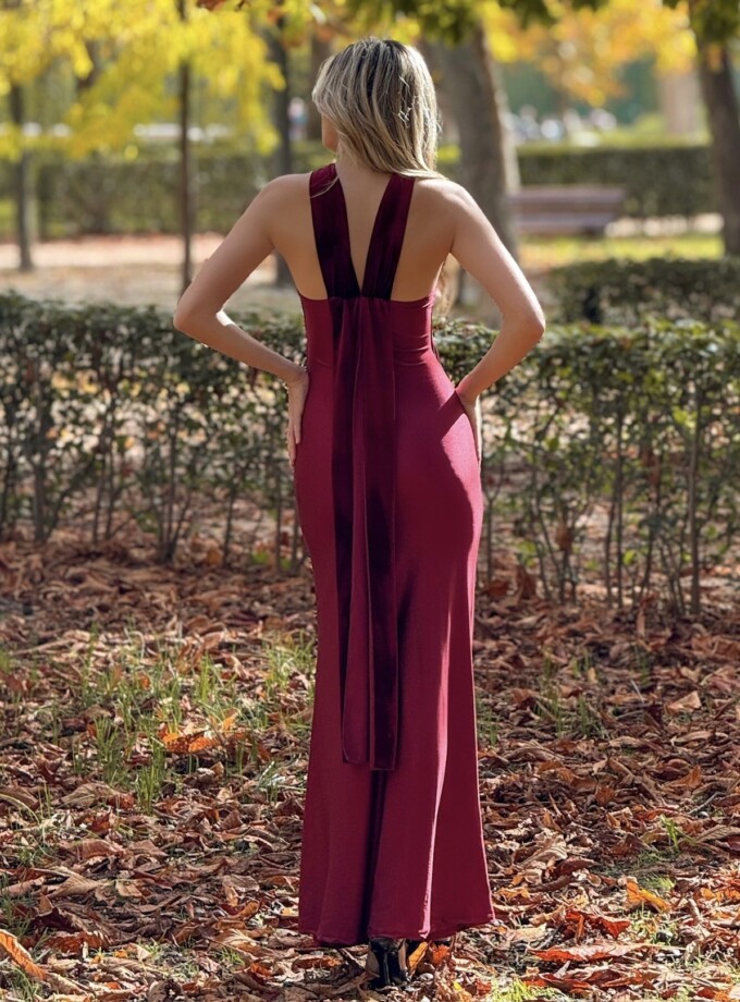 Vestido Halter Alas Terciopelo