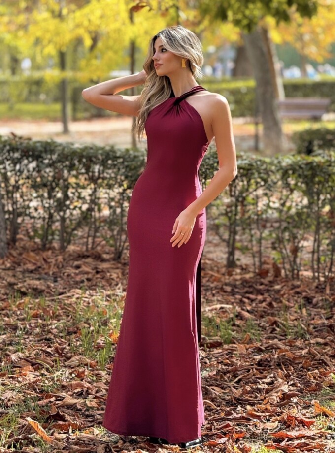 Vestido Halter Alas Terciopelo