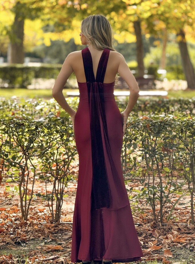 Vestido Halter Alas Terciopelo