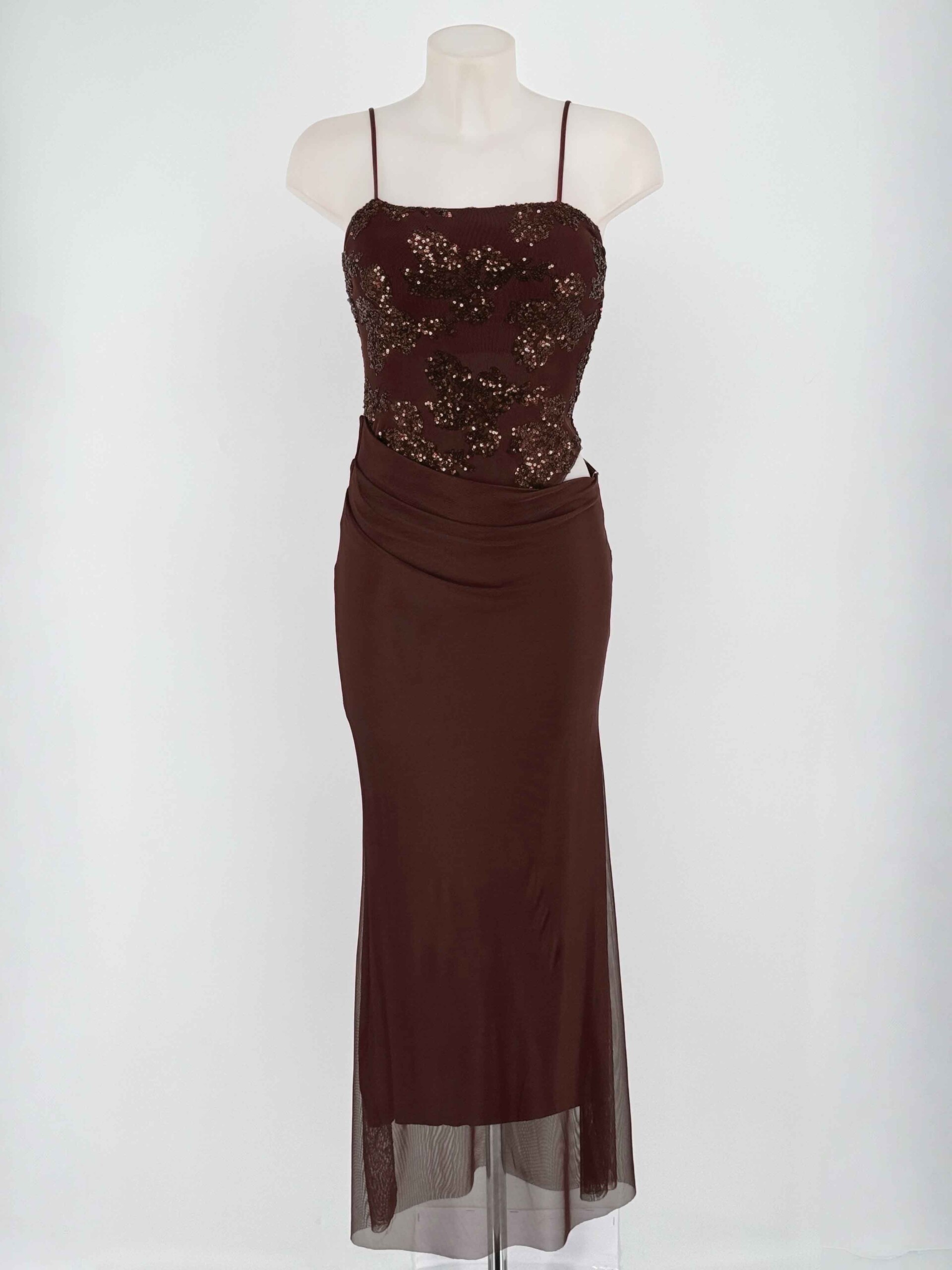 Vestido Lentejuelas Flores Falda Caida