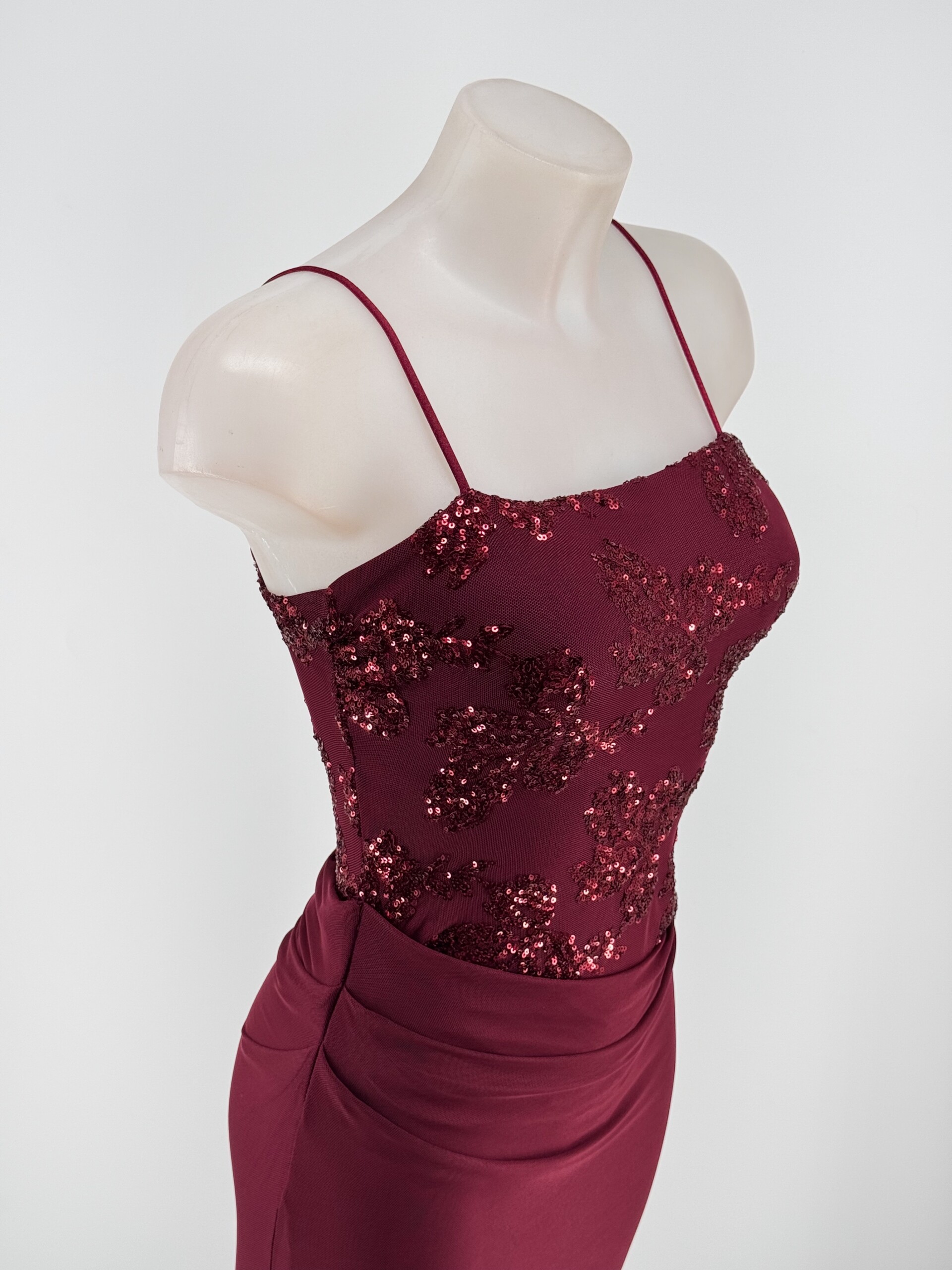 Vestido Lentejuelas Flores Falda Caida