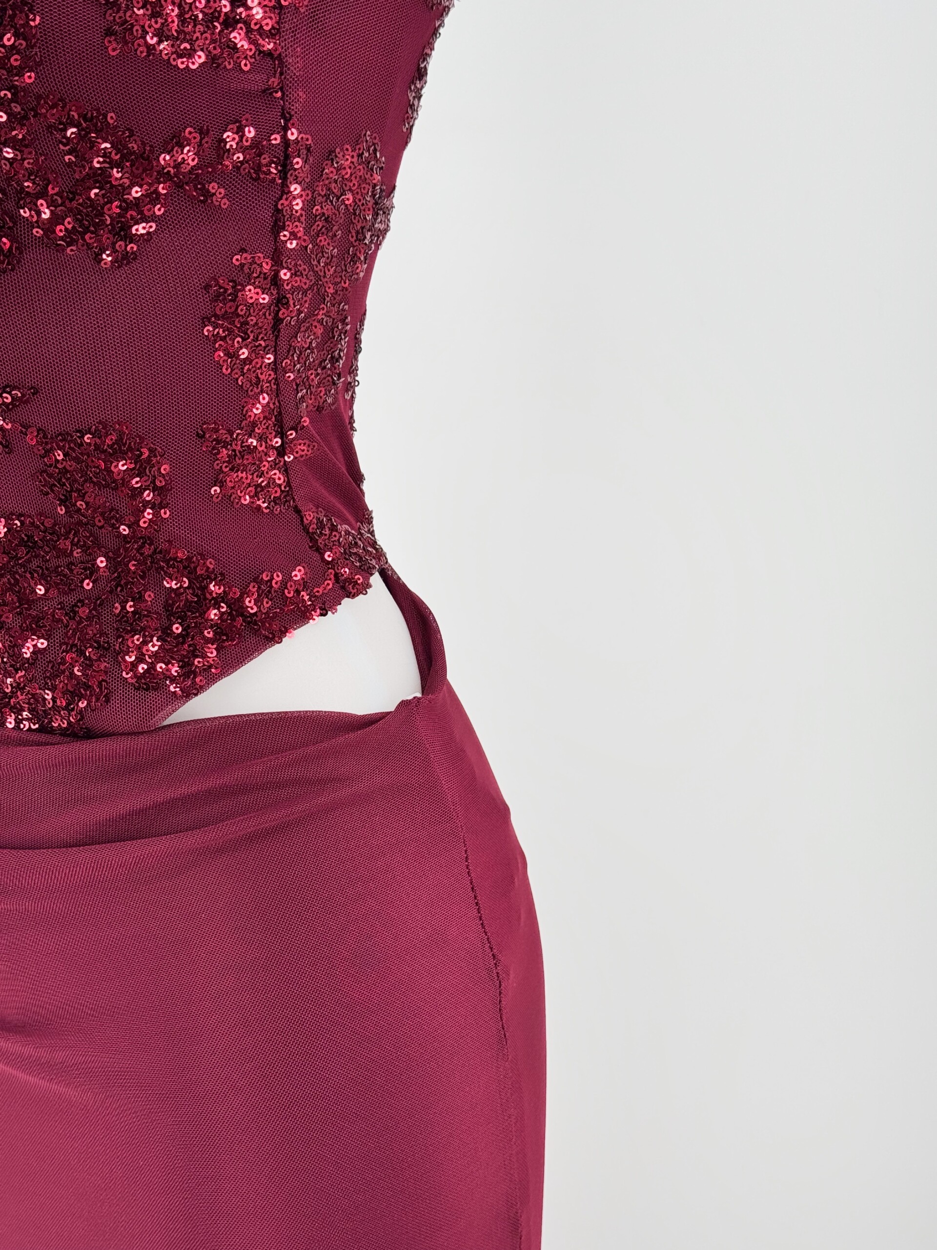 Vestido Lentejuelas Flores Falda Caida