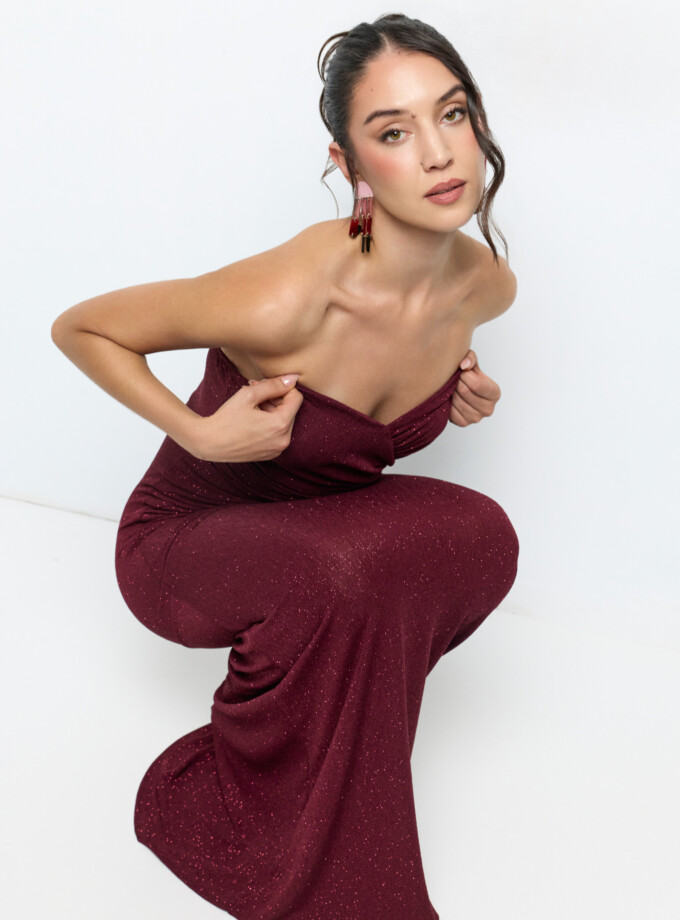 Vestido Lurex Drapeado Sirena