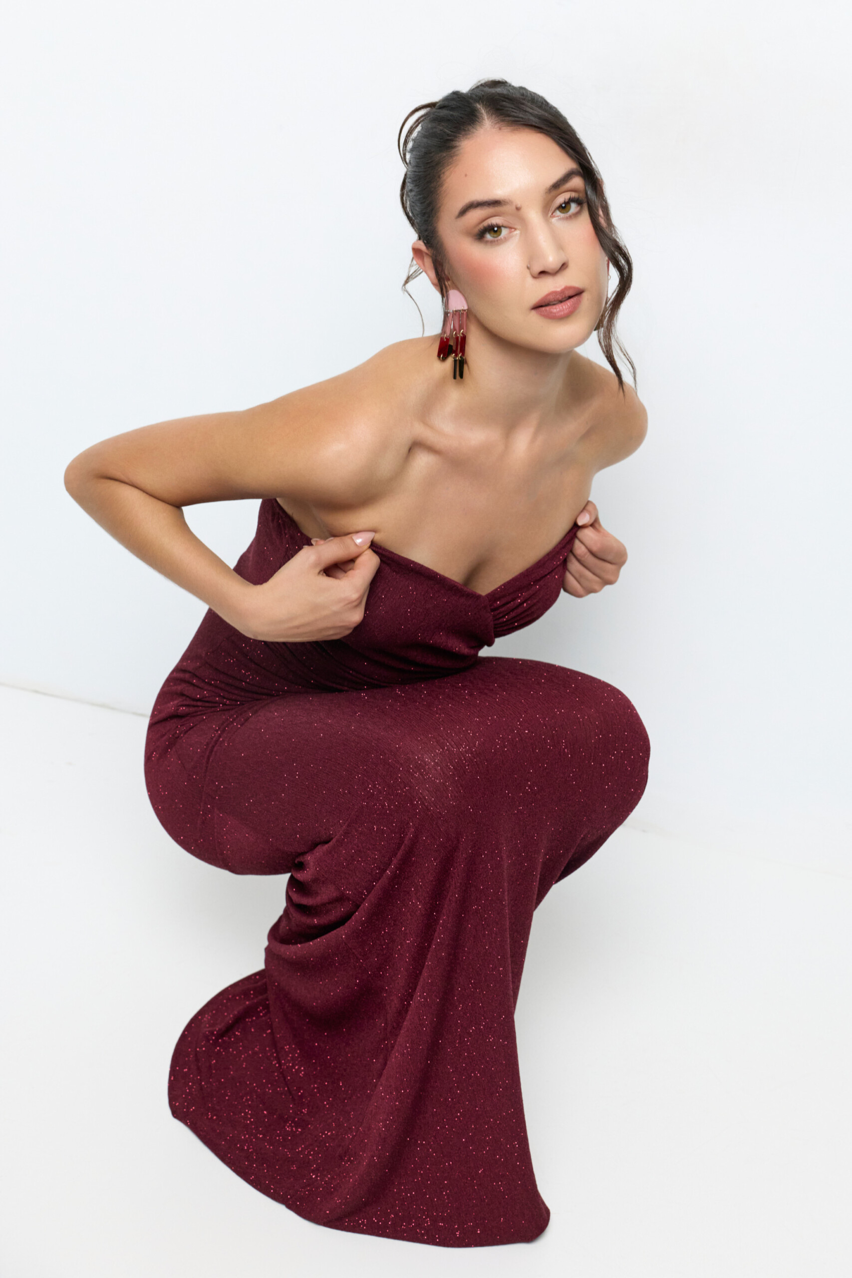 Vestido Lurex Drapeado Sirena