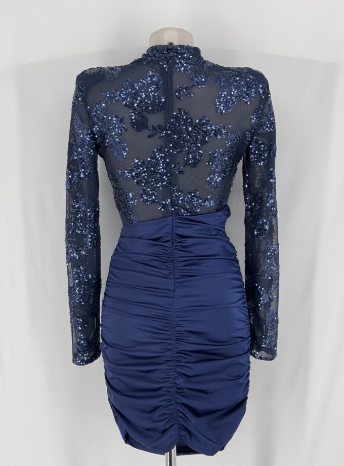 Vestido Lentejuelas Flores Manga Larga