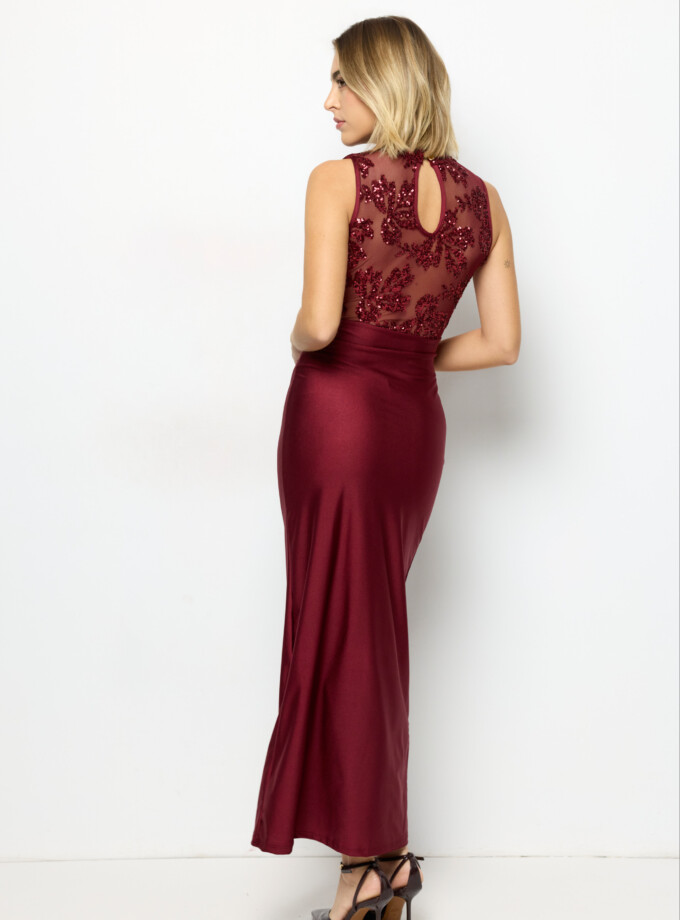 Vestido Lentejuelas Flores Pecho