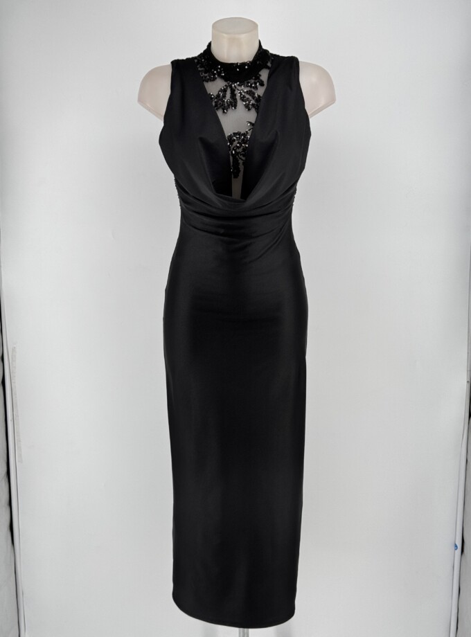 Vestido Lentejuelas Flores Pecho