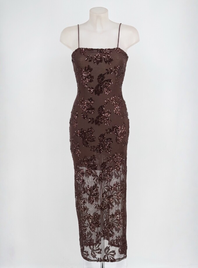 Vestido Lentejuelas Flores Tirantes