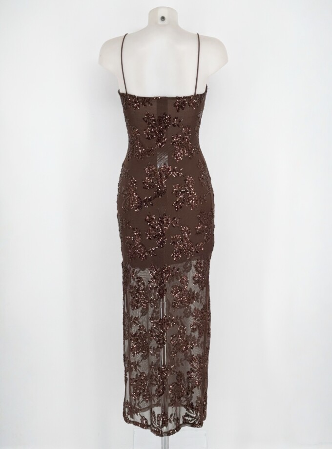 Vestido Lentejuelas Flores Tirantes