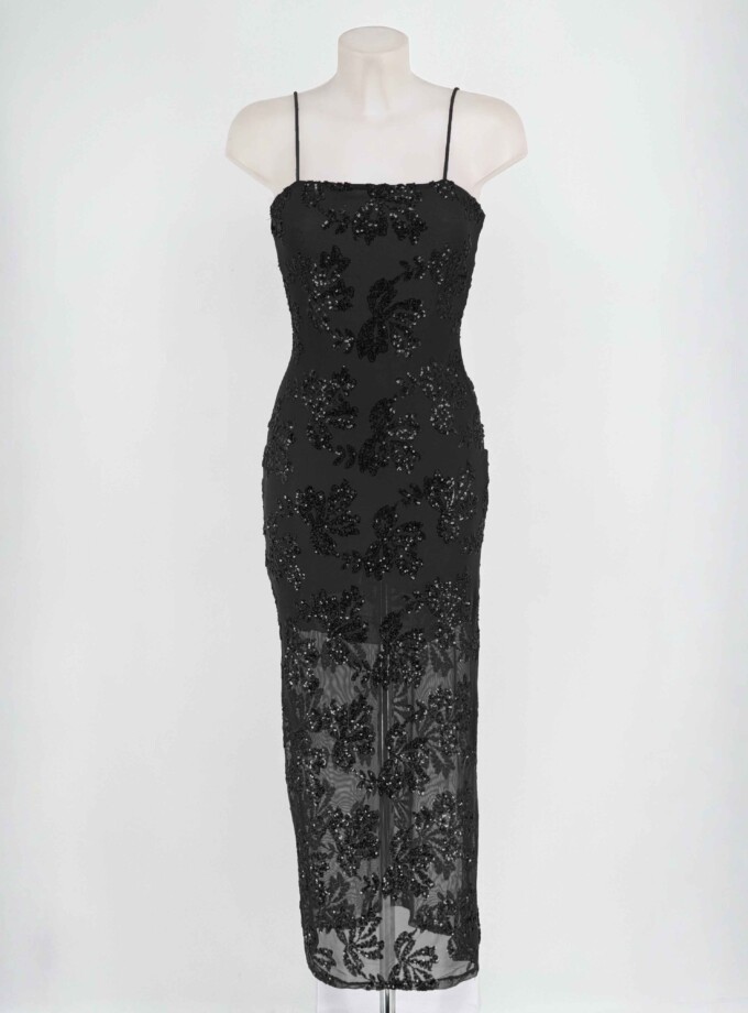 Vestido Lentejuelas Flores Tirantes