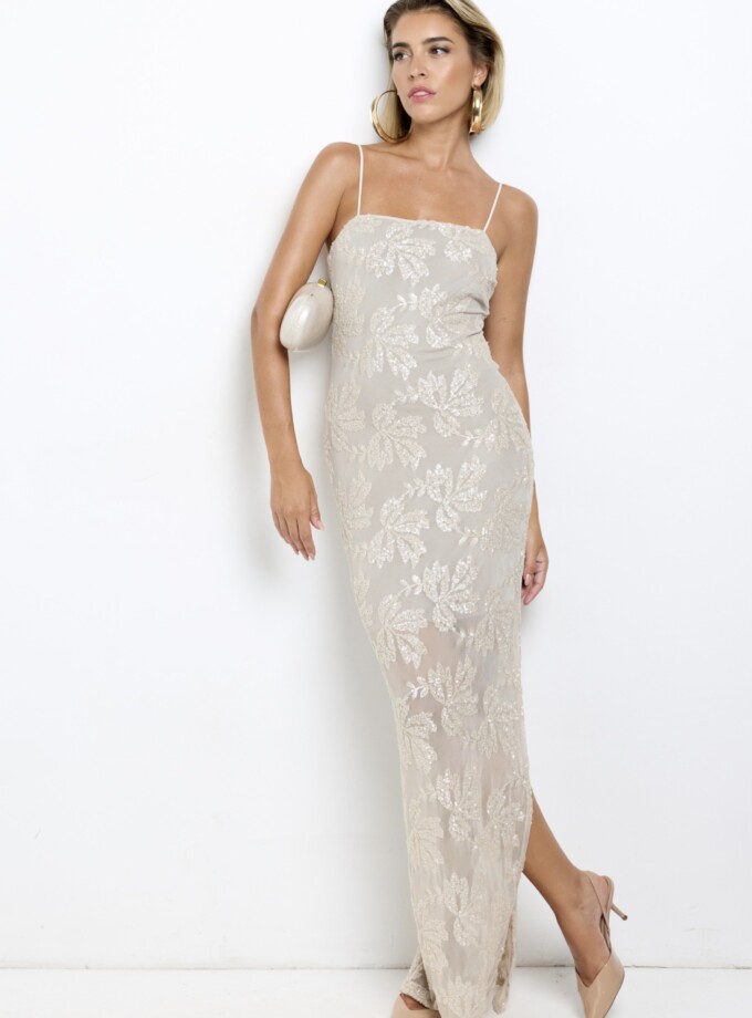 Vestido Lentejuelas Flores Tirantes