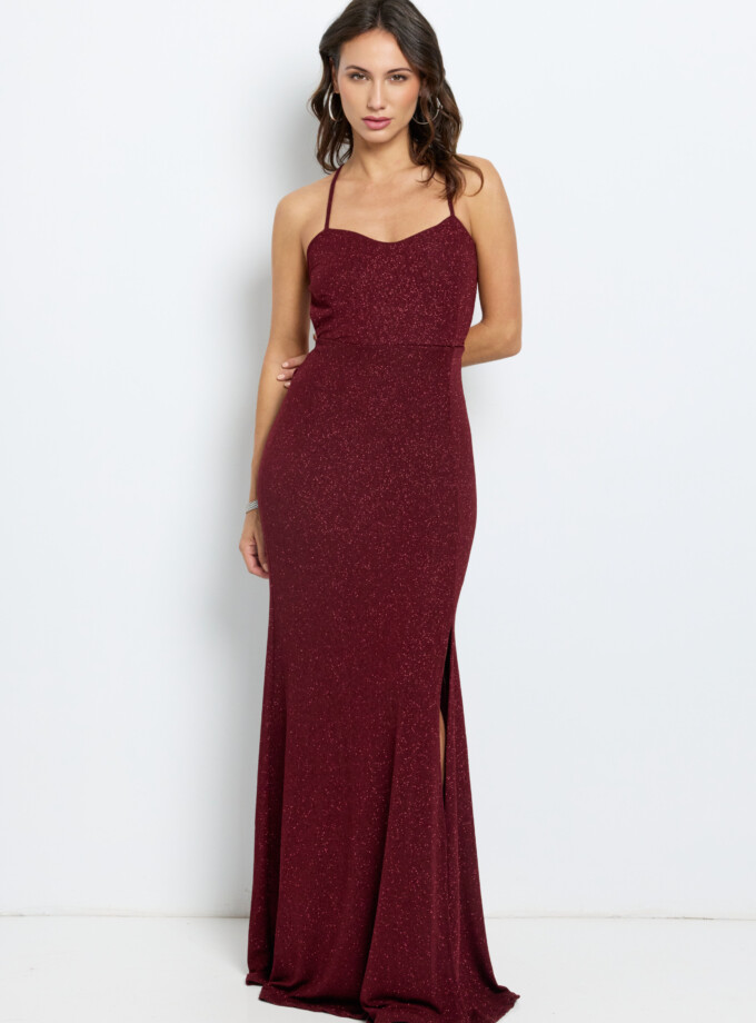 Vestido Lurex Espalda Cruzada