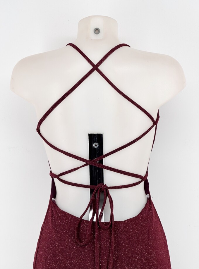 Vestido Lurex Espalda Cruzada