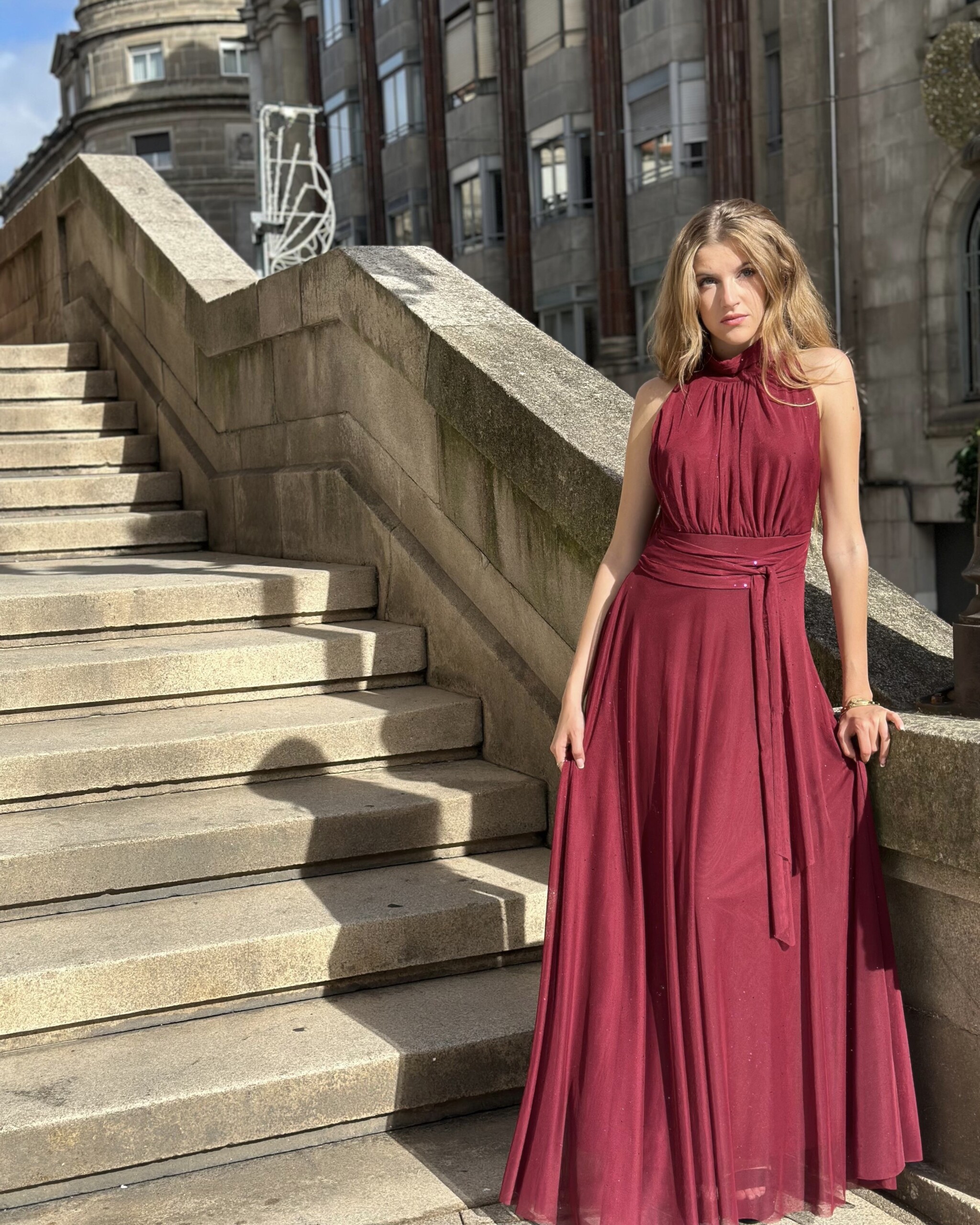 Vestido Tul Basic Halter Brillos