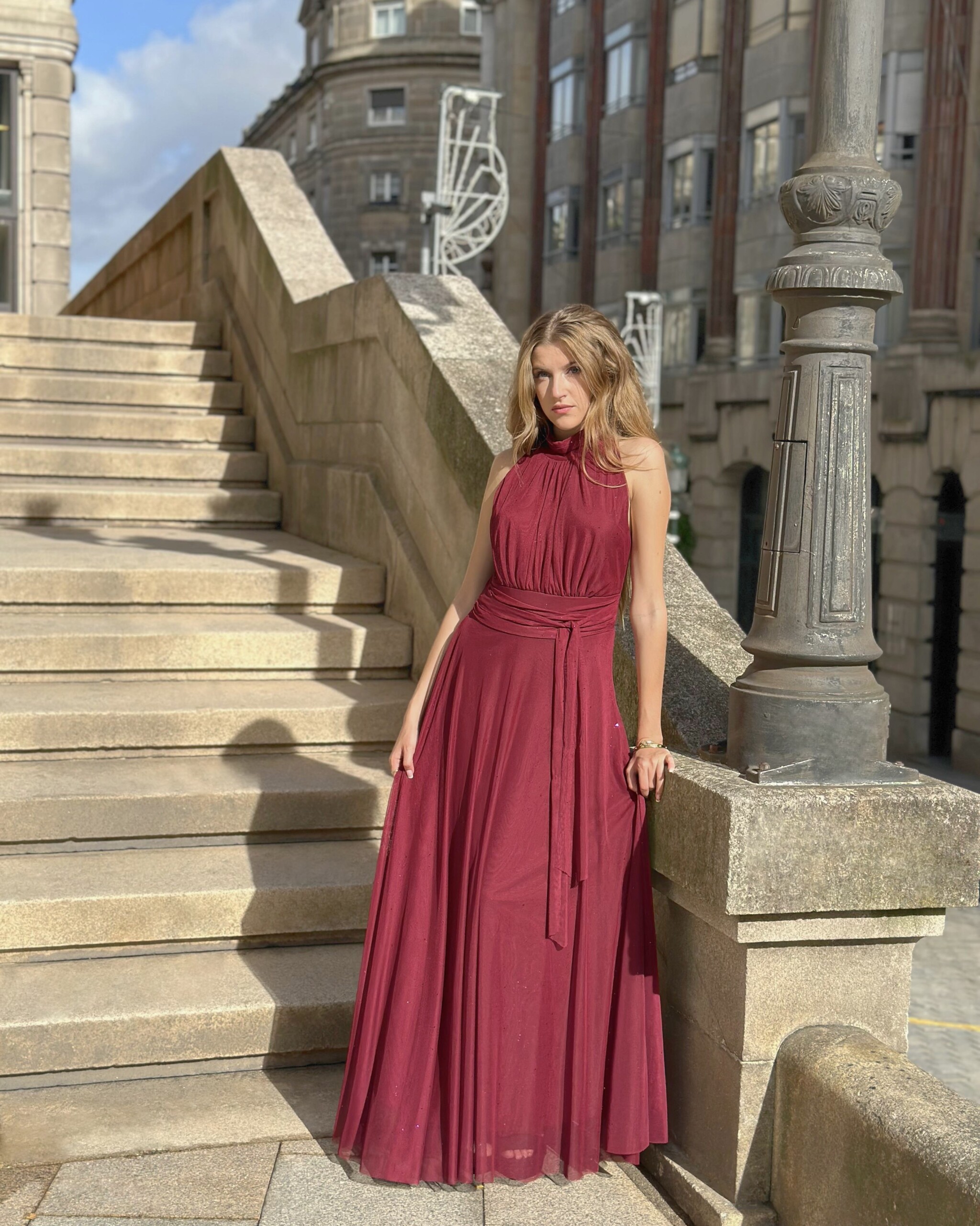 Vestido Tul Basic Halter Brillos