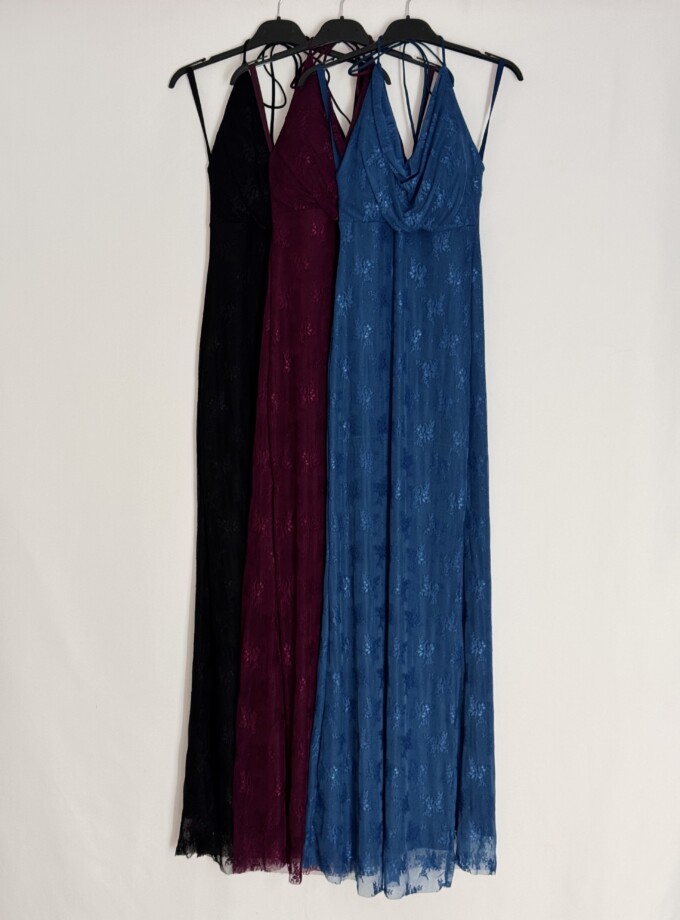 Vestido Sirena Encaje Escote Cascada