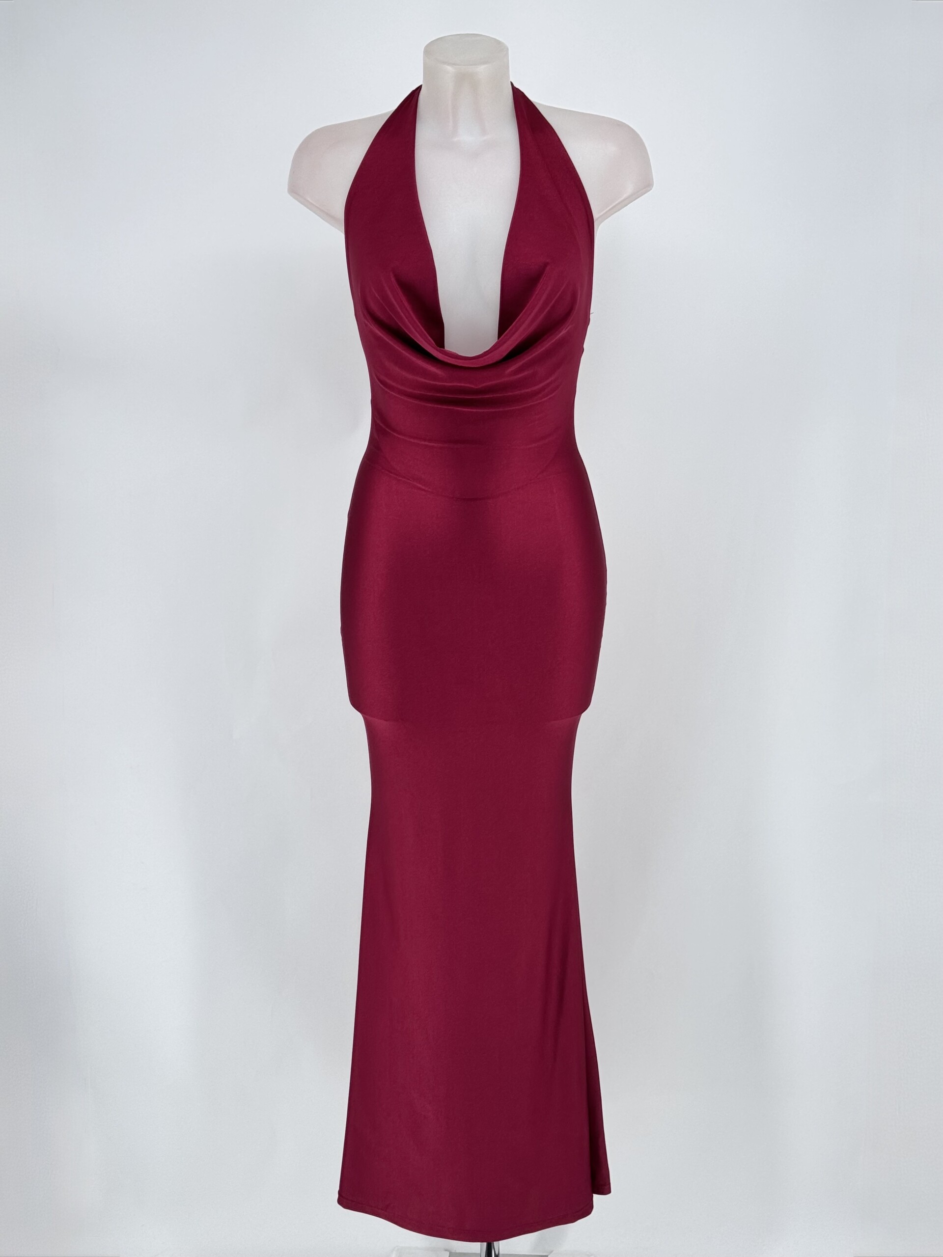 Vestido Seda Escote Cascada