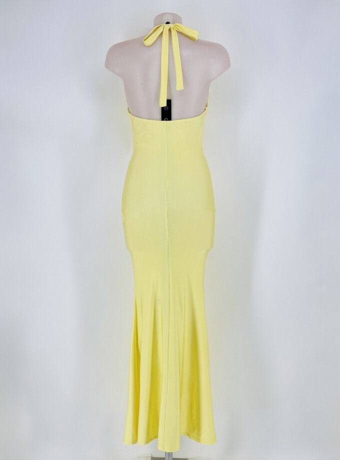 Vestido Seda Escote Cascada