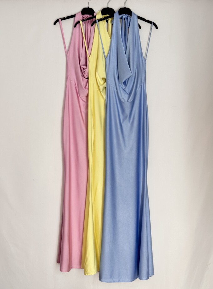 Vestido Seda Escote Cascada