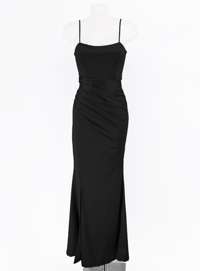 Vestido Seda Elástico Drapeado Espalda