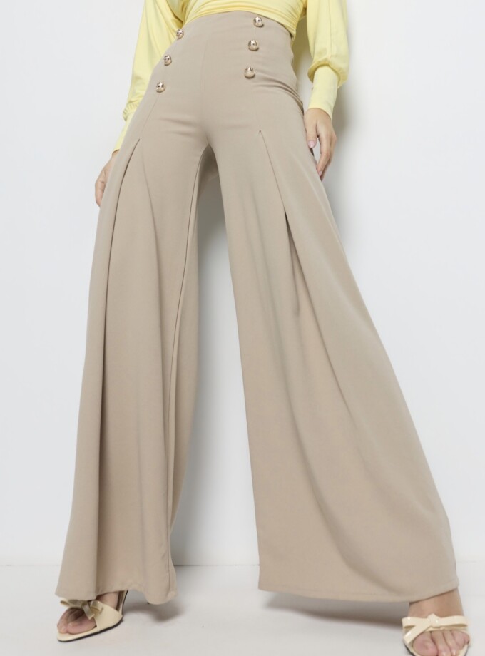 Pantalón Botones Pliegue Frontal