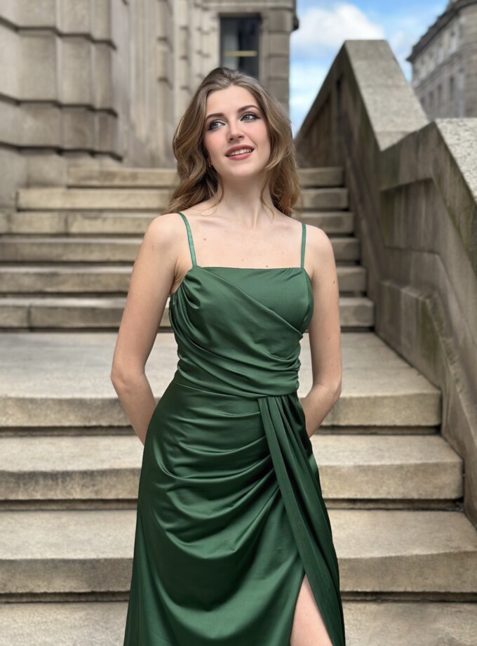 Vestido Seda Lazada Tirantes Escote Recto