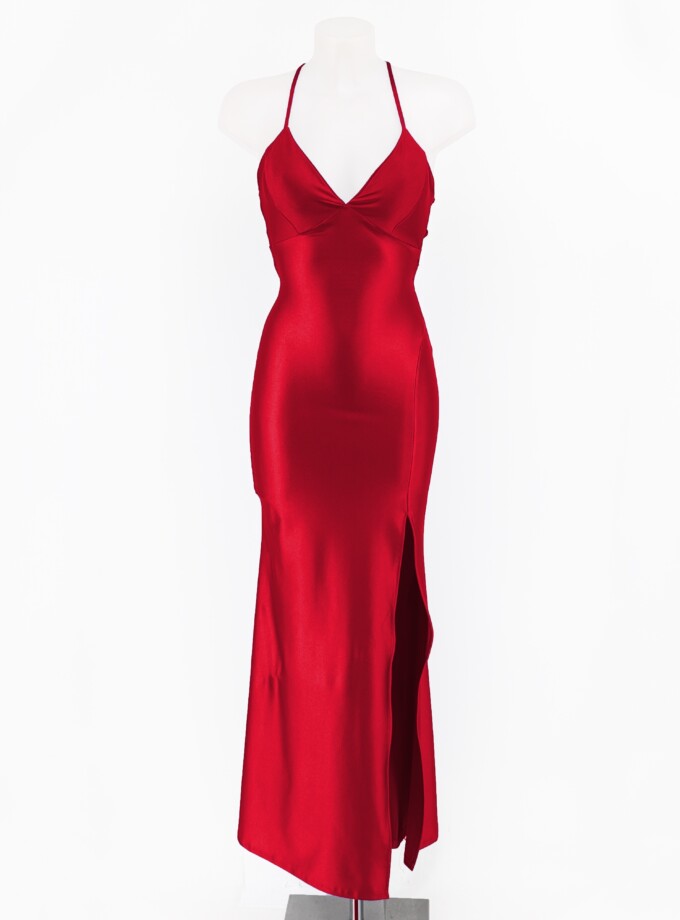 Vestido Seda Espalda Cruzada Escote Triángulo