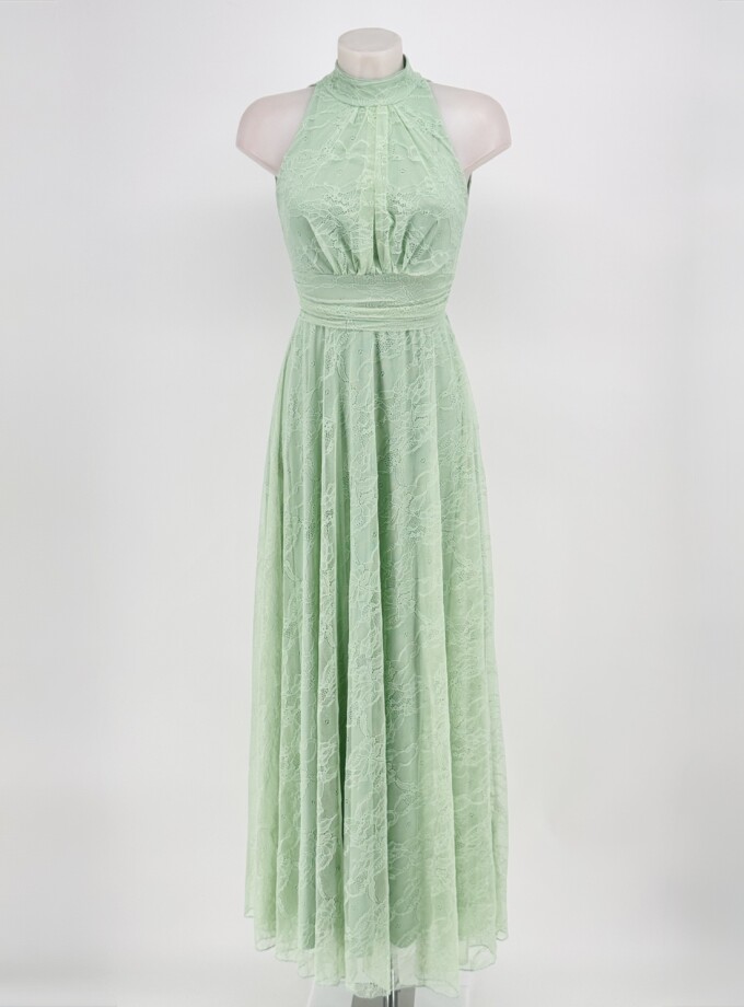 Vestido Tul Basic Halter Encaje