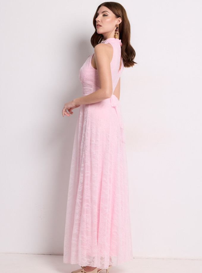 Vestido Tul Basic Halter Encaje