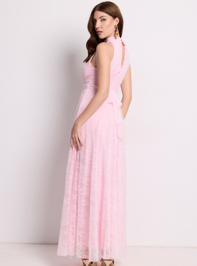 Vestido Tul Basic Halter Encaje