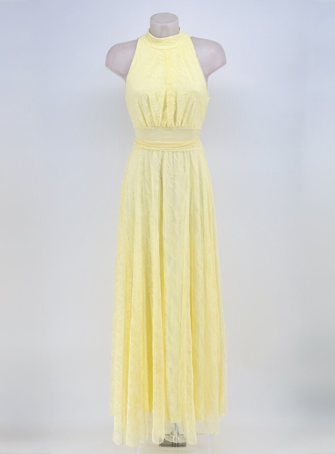 Vestido Tul Basic Halter Encaje