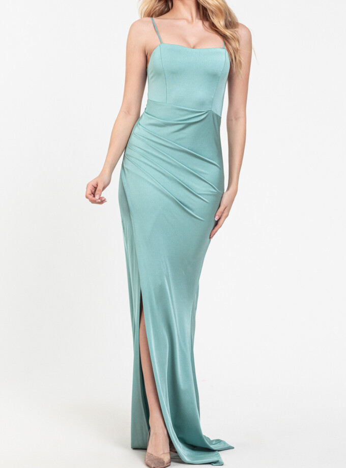 Vestido Seda Elástico Drapeado Espalda