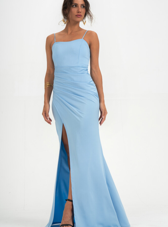 Vestido Seda Elástico Drapeado Espalda