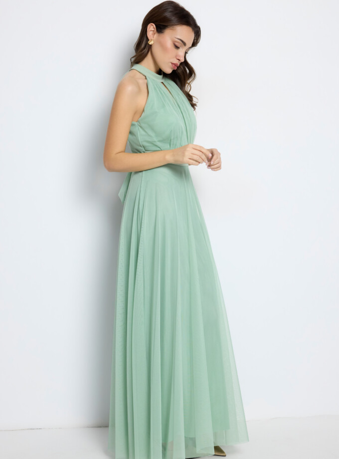 Vestido Tul Halter Largo