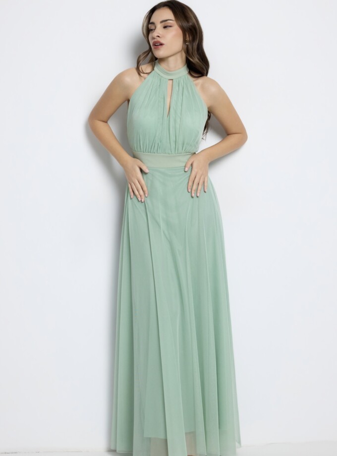 Vestido Tul Halter Largo