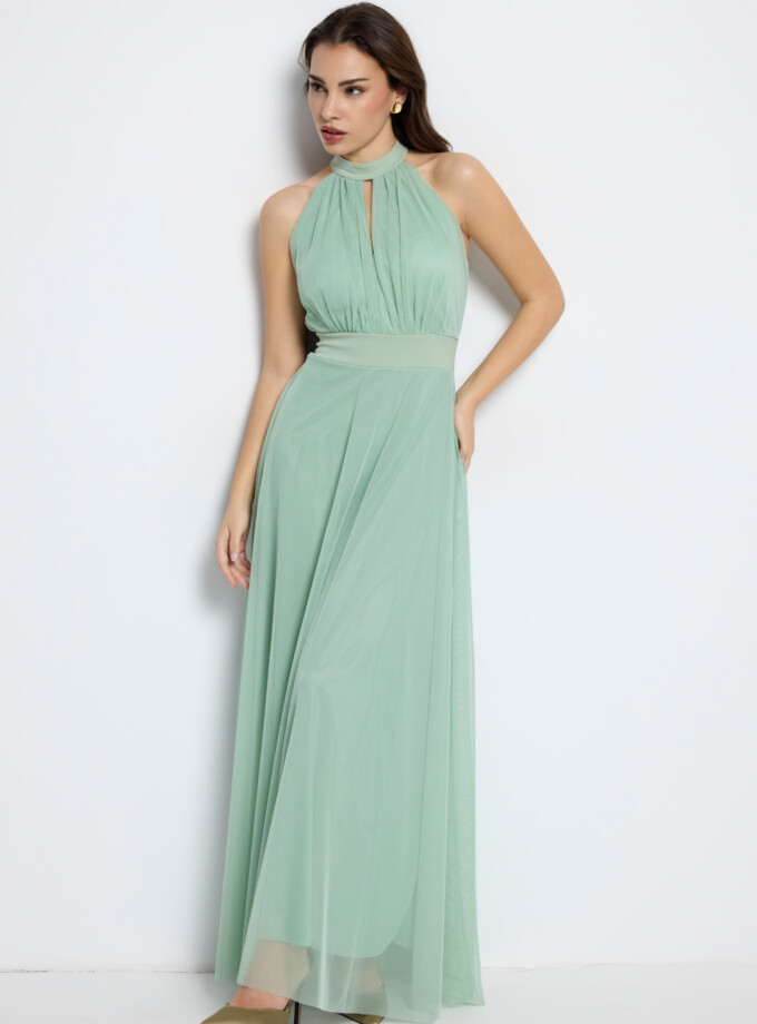 Vestido Tul Halter Largo