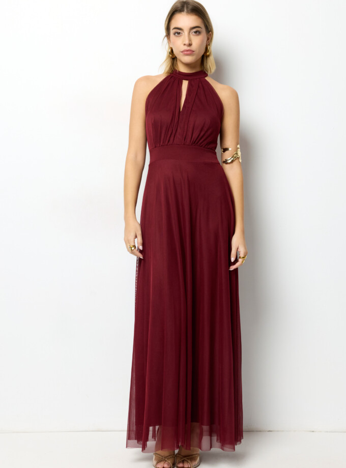 Vestido Tul Halter Largo