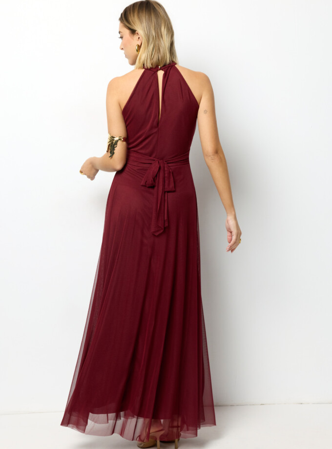 Vestido Tul Halter Largo