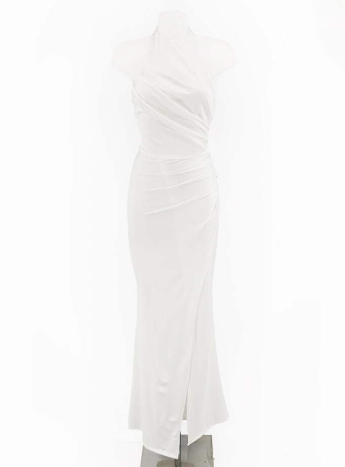 Vestido Seda Halter Drapeado Novia