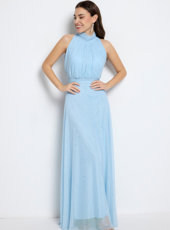 Vestido Tul Basic Halter Brillos