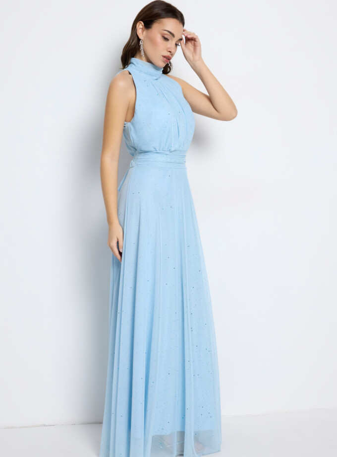 Vestido Tul Basic Halter Brillos